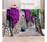KBDQGX Plaid Couverture Polaire 3D des Vignes À Fleurs Violettes dans La Rue Imprimée Motif Couverture Lit 2 Personnes Chaude 150X180Cm Plaid Epais Grande Taille en Flanelle pour Canapé Et Lit, Dou