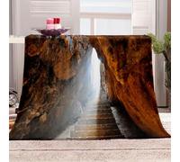 KBDQGX Plaid Couverture Polaire 3D Escaliers en Pierre Imprimée Motif Couverture Lit 2 Personnes Chaude 150X200Cm Plaid Epais Grande Taille en Flanelle pour Canapé Et Lit, Douce Et Fluffy