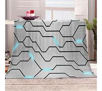 KBDQGX Plaid Couverture Polaire 3D Impression en Ligne Grise Imprimée Motif Couverture Lit 2 Personnes Chaude 150X200Cm Plaid Epais Grande Taille en Flanelle pour Canapé Et Lit, Douce Et Fluffy