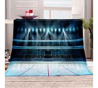 KBDQGX Plaid Couverture Polaire 3D Patinoire De Hockey sur Glace Imprimée Motif Couverture Lit 2 Personnes Chaude 130X150Cm Plaid Epais Grande Taille en Flanelle pour Canapé Et Lit, Douce Et Fluffy