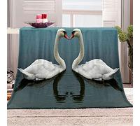 KBDQGX Plaid Polaire pour Adultes d'enfants Canape Couverture Polaire Animal Cygne Blanc Imprimée Motif Couverture Lit en Flanelle 2 Personnes Hiver 150X180Cm Microfibre Douce Et Chaude