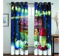 KBDQGX Rideau Chambre Enfant Bebe Fille Garcon Ado Adultes Joyeux Noël Imprimé Coloré Motif 234X230Cm Rideau Occultant Salon Moderne Isolant Thermique Anti Chaleur Lot De 2 Rideaux pour Petites Fen