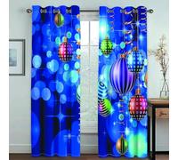 KBDQGX Rideau Chambre Enfant Bebe Fille Garcon Ado Adultes Joyeux Noël Imprimé Coloré Motif 264X214Cm Rideau Occultant Salon Moderne Isolant Thermique Anti Chaleur Lot De 2 Rideaux pour Petites Fen