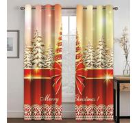 KBDQGX Rideau Salon Moderne Lot De 2 Joyeux Noël Imprimé Coloré 280X260Cm Rideau Occultant Isolant Thermique Anti Chaleur Lot De 2 Rideaux Chambre Enfant Adulte Rideaux À Oeillets Décoration De Fen