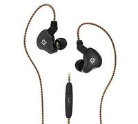 KBEAR KS2 Écouteurs intra-auriculaires IEM stéréo 1BA 1DD HiFi antibruit Sport hybride avec carte de fréquence PCB, câble détachable à 2 broches, pour audiophile (avec micro, noir)