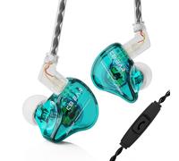 KBEAR Storm Écouteurs intra-auriculaires filaires pour chanteurs, musiciens sur scène, studio, église, basse, IEM, moniteur haute résolution, câble plaqué argent OFC détachable (vert, avec micro)