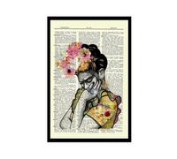 KBECNAU Frida Kahlo - Impression sur toile style dictionnaire vintage - Décoration murale pour salon, chambre à coucher (30 x 45 cm)
