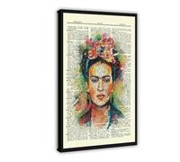 KBECNAU Frida Kahlo Poster vintage de dictionnaire sur toile pour décoration de salon, chambre à coucher (50 x 75 cm)