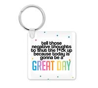 KBH30 Porte-clés fantaisie amusant | Cadeau de départ de travail | Today Is A Great Day | Accessoire lague, multicolore, 5.8cm x 5.8cm