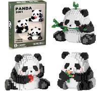 KBIBCK 3 In1 Panda Bloc de Construction, Mini Brique Figure Jouets, Panda Micro Blocs de Construction, Briques de Construction Panda, Mini Bloc de Construction Panda pour Enfants à Partir de 6 Ans