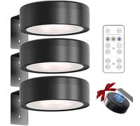 KBIBCK 3 PCS Lampe Tableau sans Fil Rechargeable, Lampe Murale pour Tableau avec Telecommande Spot LED Rechargeable, Fonction minuterie, Fonction de Minuterie, pour Cuisine, Armoire, Noir