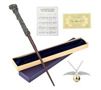 KBIBCK Baguette magique de 38 cm - Accessoires de costume pour enfants avec carte magique - Baguette magique pour apprentis sorciers - Ticket et collier pour fête de jeu de rôle - Halloween - Noël