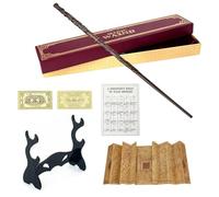 KBIBCK Baguette magique Hermione Granger fabriquée à la main, baguette magique Hermione de 38 cm dans une boîte cadeau avec ticket de station, tableau des sorts, carte et support, pour jeu de rôle