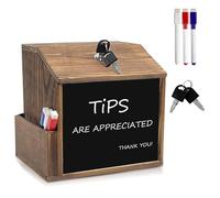 KBIBCK Boîte à propositions en bois verrouillable - Plaque nominative avec compartiment à journaux, boîte à propositions rétro, boîte aux lettres verrouillable en bois pour vote, cartes de visite