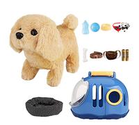 KBIBCK Chien Interactif pour Enfants, Chien Interactif Electronique pour Chiot, Secouer Queue, Marche et Aboyer, Peluch Chien Kit de Jeu de Rôle pour Filles et Garçons