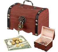 KBIBCK Coffre au trésor vintage en bois, Coffre Au Trésor en Bois Vintage, Coffre Au Trésor en Bois avec Serrure, Petit coffre au trésor pour Stockage, Décoration (14,2 x 10 x 10 cm, Marron)