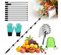 KBIBCK Cueille Fruit telescopique, 4,2M Cueilleur de Fruits Amovible, Cueille Cerise avec Poteau Réglable Léger et Sac de Rangement, Ramasse Pomme pour la Cueillette des Oranges Pêches Cerises Poires