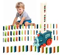 KBIBCK Ensemble de jouets de domino avec 200 pièces de domino, train automatique avec lumière et son, jouet éducatif automatique pour filles et garçons à partir de 14 ans