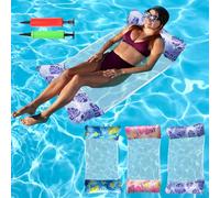 KBIBCK Hamac flottant de piscine, lot de 3 hamacs gonflables pour piscine, jouets de piscine avec 2 pompes à air, hamac flottant inclinable pour la plage, les vacances d'été