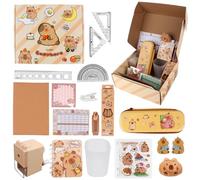 KBIBCK Juego de Papelería Capybara, Estuche Para Lápices Capybara, Material Escolar Capybaras Con Lápices, Reglas, Gomas de Borrar, Capacidad Para Lápices Con Gran Apertura Para Estudiantes