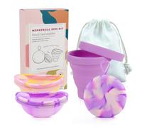 KBIBCK Kit de disques menstruels avec 2 disques menstruels de taille S + L, stérilisateur et sac de rangement, disque menstruel réutilisable pour femmes actives, sport, natation, intimité