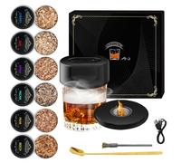 KBIBCK Kit de Fumeur de Cocktails, Kit Fumoir à Cocktail avec 6 Saveurs de Copeaux de Bois, Kit de Fumoir à Cocktail, Fumoir Whisky Électrique pour Whisky, Boissons, Bourbon, Café, Fromage, Viandes