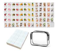 KBIBCK Lot de 65 blocs de jeu Seaside Escape Game - 30 mm - Avec autocollants - Motif fruits et animaux - Mahjong - Pour famille, voyage, réunion de fête