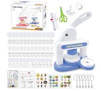 KBIBCK Machine à boutons - 35 mm et 55 mm - Kit de fabrication de badges pour enfants avec 72 pièces de bouton et 3 autocollants, machine à badges avec coupe-cercle pour fêtes, événements, cadeaux