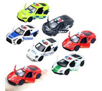 KBIBCK Rescue World Kit de 5 voitures de police internationales en métal avec roue libre, suspension et pièces mobiles, jouet de police pour enfants à partir de 3 ans, 7,5 cm chacune