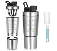 KBIBCK Shaker à Protéines en Acier Inoxydable, 600+200ML Shaker à Protéines de Fitness avec Compartiment à Poudre, Shaker Proteine en Acier Inox, Sport Fitness Shaker, pour le Sport, le Fitness