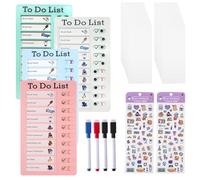 KBIBCK Tableau Memo Checklist, Tableaux de Tâches à Faire pour Enfants, To Do List Chore Chart, Détachable Listes de Contrôle Mémo avec Papiers Vierges, Marqueurs pour Tableau Blanc Et Autocollants