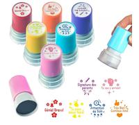 KBIBCK Tampon Enseignant Français, 6 PCS Tampon Maitresse Décole avec Boîte, Tampons Encreur Enseignant Français, Tampons Auto Encreur pour Cadeau Professeur TamponEcole pour Encourager Motiver Élèves