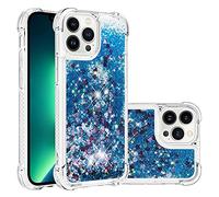 KBIKO-zxl Compatible avec iPhone 14 Glitter Coque, Girls Glitter Phone Etui, Sequin Liquid Clear Caricature Protection d'écran Silicone Housse de Protection pour iPhone 14.Blue YBL