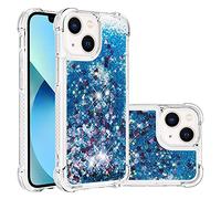 KBIKO-zxl Compatible avec iPhone 14 Plus Glitter Coque, Girls Glitter Phone Etui, Sequin Liquid Clear Caricature Protection d'écran Silicone Housse de Protection pour iPhone 14 Plus.Blue YBL