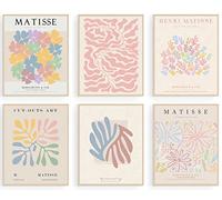 KBKBART Henri Matisse - Poster danois pastel - Décoration de chambre esthétique - Art mural abstrait - Fleurs minimalistes - Décoration murale bohème (20,3 x 25,4 cm, sans cadre)