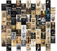 KBKBART Kit de collage mural Dark Academia 70 pièces, affiche vintage, décoration murale de style rétro, décoration de chambre, kit de collage photo académie légère, 10,2 x 15,2 cm, décoration