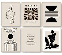 KBKBART Matisse - Impression murale abstraite Matisse - Affiche d'exposition d'art mural - Noir et beige - Motif feuille - Décoration murale pour salon (20,3 x 25,4 cm, sans cadre