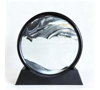 Kbkoudez Image d'art 3D sur sable mouvant - Décoration de bureau ronde dynamique - Peinture au sable fluide dans cadre - Soulage le stress - Décoration d'étagère de bureau - Cadeau idéal (noir, 17,8