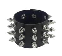 KBLDOPN Bracelet en cuir punk à trois rangées de pointes cuspidales, rivets, large manchette, PU, gothique, rock, unisexe, bijoux for hommes Pour Cosplay Concert De Rock(Color 01)
