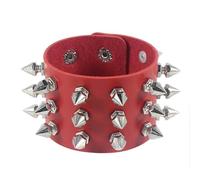 KBLDOPN Bracelet en cuir vintage à trois rangées de pointes cuspidales, rivets, large manchette, PU, punk, gothique, rock, unisexe, bijoux for hommes Pour Cosplay Concert De Rock(Color-03)