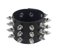 KBLDOPN Bracelet en cuir vintage à trois rangées de pointes cuspidales, rivets, large manchette, PU, punk, gothique, rock, unisexe, bijoux for hommes Pour Cosplay Concert De Rock(Color-05)