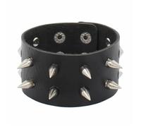 KBLDOPN Bracelet en cuir vintage à trois rangées de pointes cuspidales, rivets, large manchette, PU, punk, gothique, rock, unisexe, bijoux for hommes Pour Cosplay Concert De Rock(Color-16)