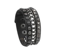 KBLDOPN Bracelet en cuir vintage à trois rangées de pointes cuspidales, rivets, large manchette, PU, punk, gothique, rock, unisexe, bijoux for hommes Pour Cosplay Concert De Rock(Color-13)