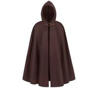 KBLDOPN Cape courte à capuche Renaissance unisexe for adulte, cape de chasseur en velours, cape victorienne, costume médiéval d'Halloween Victorien, Halloween(Brown)