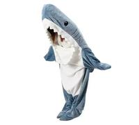 KBLDOPN Couverture à Carreaux Requin Portable, Douce en Peluche, Robe de Nuit, Sac Animal Dessin animé, Combinaison Capuche, Point, Flanelle, Accessoires Chambre Coucher Géant Chaud Doux(Blue,175cm)