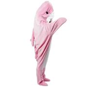 KBLDOPN Couverture à Carreaux Requin Portable, Douce en Peluche, Robe de Nuit, Sac Animal Dessin animé, Combinaison Capuche, Point, Flanelle, Accessoires Chambre Coucher Géant Chaud Doux(Pink,175cm)