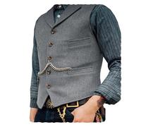 KBLDOPN Gilet de Costume en Laine Tweed for Homme, Gilet sans Manches, décontracté, Slim, for garçon d'honneur, Mariage, Affaires pour Business Mariage(LightGray,XX-Large)
