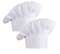 KBNIAN 2 pcs Chapeau de Chef Élastique,Toque de Chef Cuisinier Réglable en Coton Polyester,Professionnelle Adult Bonnet pour Cuisine Restauration Salle à Manger Barre Café Hôtel Barbecue - Blanc