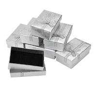 KBNIAN 24 PCS Boîte à Bijoux en Kraft Exquise avec Doublure et Couvecle Boîte à Cadeau Petite Boîte en Carton 8x5x2.8cm pour Bague Boucles d'oreilles Bracelet Pendentif Broche, Argent