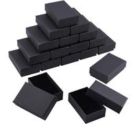 KBNIAN 24 PCS Boîte à Bijoux en Kraft Exquise avec Doublure et Couvecle Boîte à Cadeau Petite Boîte en Carton 8x5x2.8cm pour Bague Boucles d'oreilles Bracelet Pendentif Broche, Noir